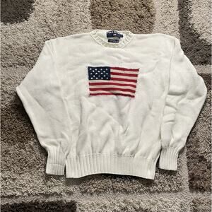 Polo Sport USA Flag Sweater Men’s Large Iconic Ralph Lauren Knit Rare Vintage